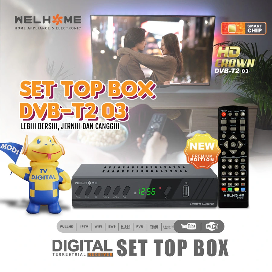 Set Top Box Welhome DVB-T2 03 Receiver TV Digital Berkualitas Harga Terjangkau