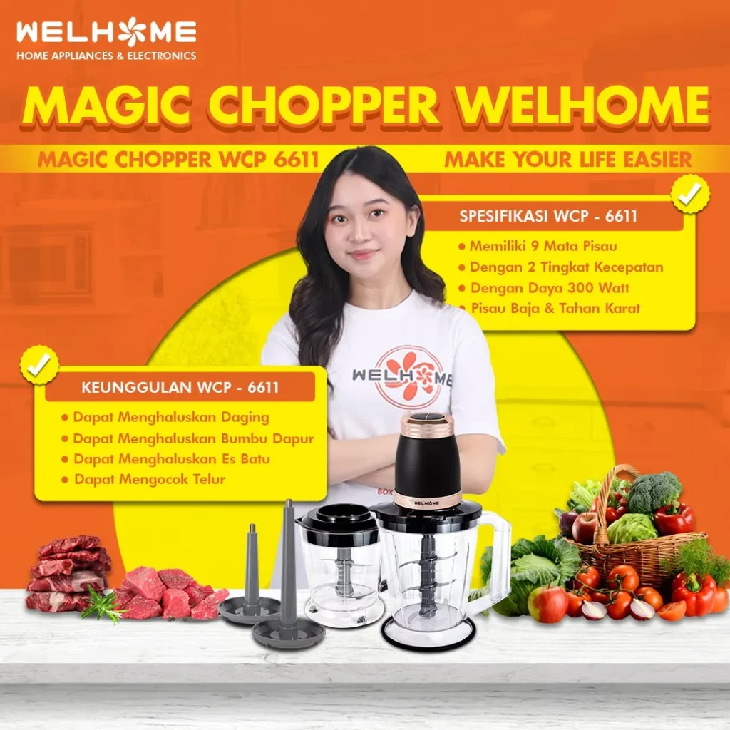 Magic Chopper Welhome WCP-6611 Alat Masak Serbaguna
