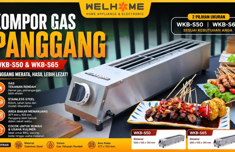Kompor Gas Panggang WELHOME WKB-S50 & WKB-S65 untuk BBQ