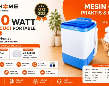 WELHOME Mesin Cuci Portable WHS-M01 4,5 Kg, Hemat Listrik