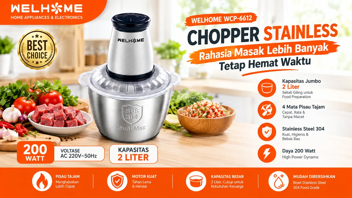 WELHOME WCP-6612 Chopper Stainless