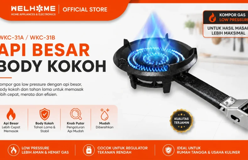 WELHOME WKC-31AWKC-31B, Kompor Gas Low Pressure untuk Rumah dan Usaha