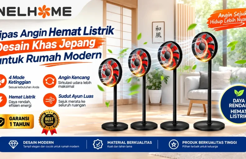 Welhome WH-1687 Kipas Angin Hemat Listrik Desain Khas Jepang untuk Rumah Modern