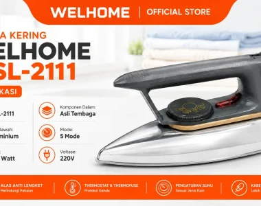 Welhome WSL-2111 Setrika Ekonomis dengan Perlindungan Ganda Jaga Pakaian
