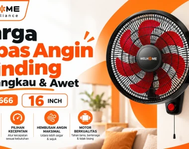 Harga Kipas Angin Dinding WELHOME WH-1666 Muji Mono, Terjangkau & Awet