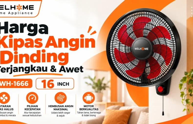 Harga Kipas Angin Dinding WELHOME WH-1666 Muji Mono, Terjangkau & Awet
