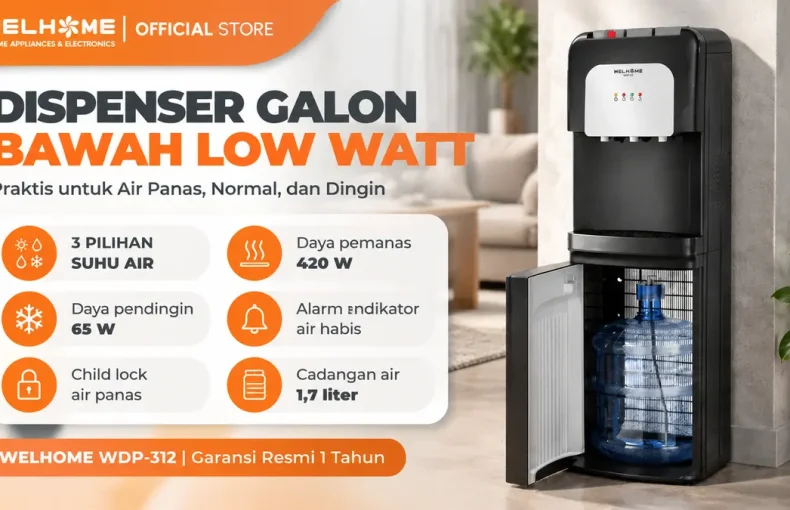 WELHOME WDP Dispenser Galon Bawah Low Watt, Cara Mudah untuk Kebutuhan Air Panas dan Dingin